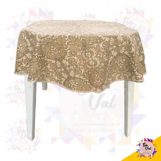 TOALHA ESTAMPADA MARROM COM BEGE - REDONDA 1,20M