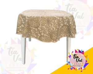 Foto de TOALHA ESTAMPADA MARROM COM BEGE - REDONDA 1,20M