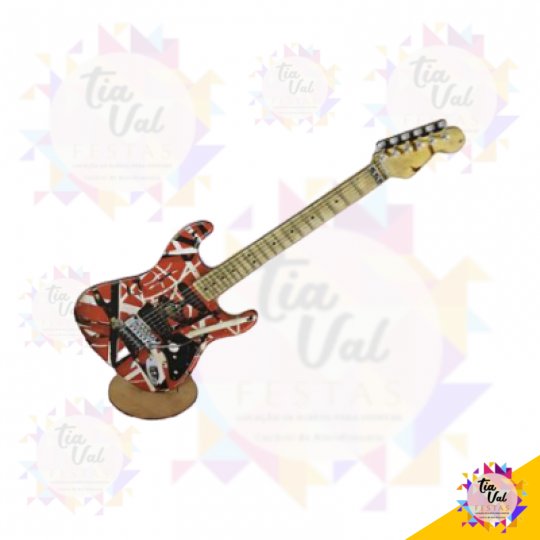 GUITARRA VERMELHA COM PRETO RAJADA - MDF - MUSICA