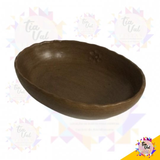 TRAVESSA OVAL DE BARRO COM BORDINHAS