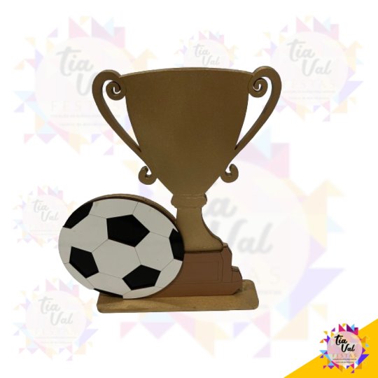 TROFEU COM BOLA MDF - FUTEBOL - COPA