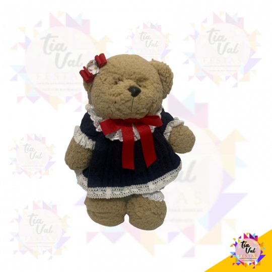 URSO PELUCIA VESTIDO AZUL - GRANDE