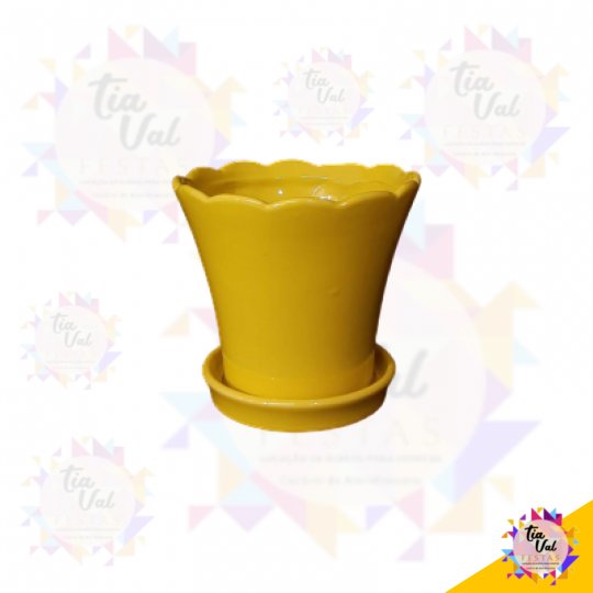 VASO AMARELO C/ PRATO P( PORCELANA)