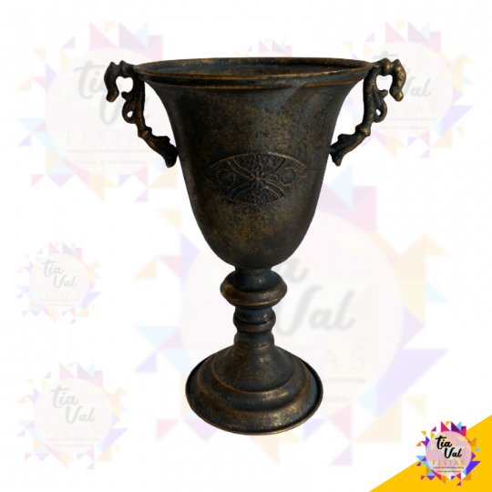 VASO ANFORA C/ ALÇA - DOURAD - OURO VELHO - METAL