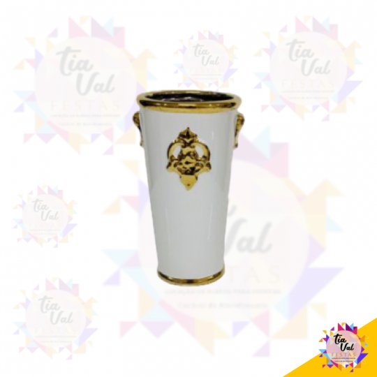 VASO BRANCO C/ DOURADO ALTO