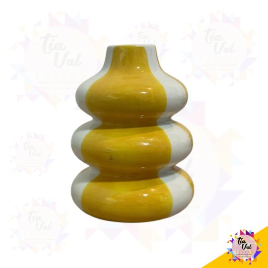 VASO  LISTRADO AMARELO 9X9X12CM