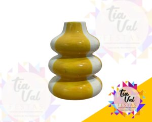 Foto de VASO  LISTRADO AMARELO 9X9X12cm