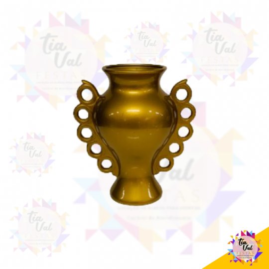 VASO DOURADO C/ ALÇAS C / BOLINHAS