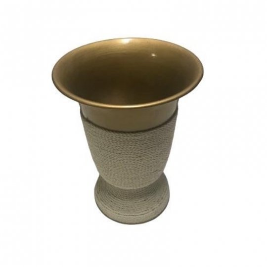 VASO DOURADO COM CORDA TULIPA GRANDE