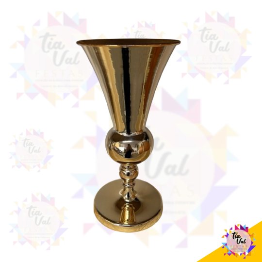 VASO DOURADO CONE  - PE REDONDO - 16 X 35CM