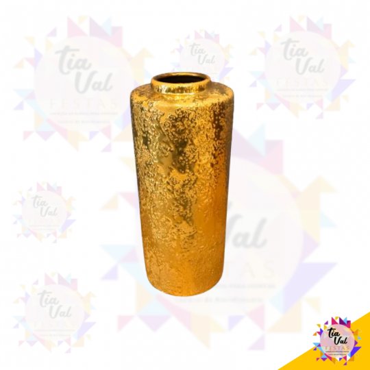 VASO DOURADO CROMADO ALTO C/ TAMPA