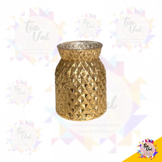 VASO DOURADO GOLD RAJADO PEQUENO (VIDRO)