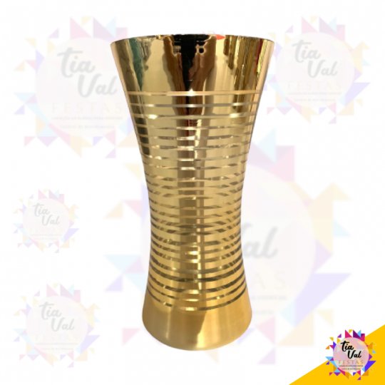 VASO DOURADO GOLD VIDRO LISTADO MEDIO