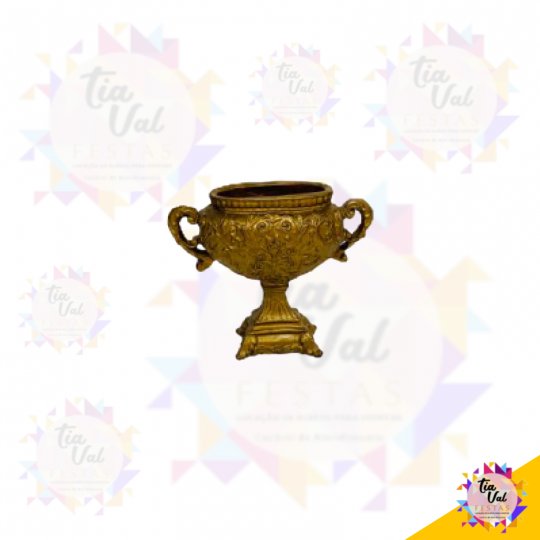 VASO DOURADO TAÇA OVAL DE RESINA