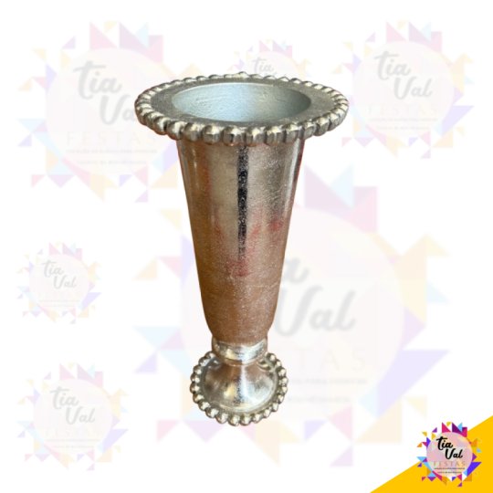VASO PRATA BOLINHA  - METAL - 31 CM ALT