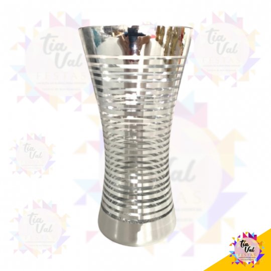 VASO PRATA VIDRO LISTRADO MEDIO