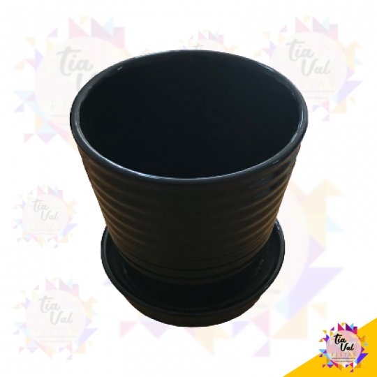 VASO PRETO C/ PRATO P