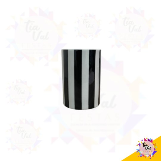 VASO PRETO LISTRADO 14X10CM