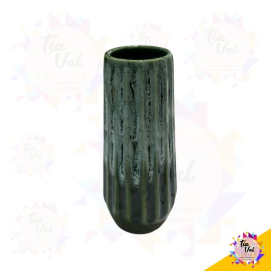 VASO VERDE CANELADO 21 CM